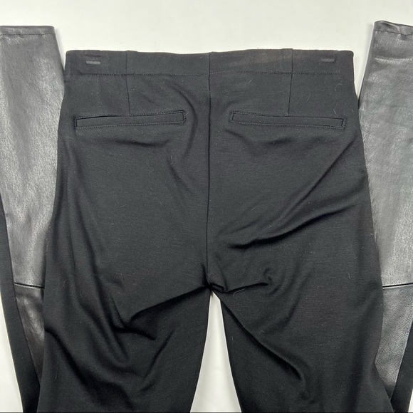 OWO Helmut Lang - Black Lambskin Leather & Cotton Combo Pull on Leggings, Size 2 - Picture 8 of 16